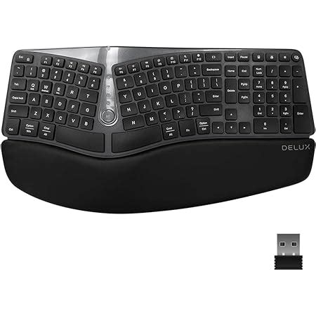 DeLUX Wireless Ergonomic Keyboard, Split Design with Wrist Rest ...