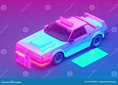 80s Retro Futuristic Drive, Vintage Car. Synthwave Sci-fi Landscape. Retrowave Style, Night Sky ...