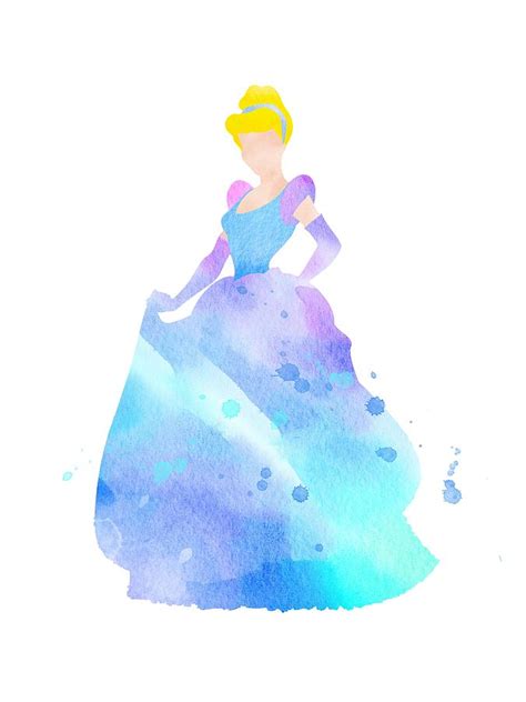 Disney Princesses With Name Colorful Watercolor By Mihaela Pater ...