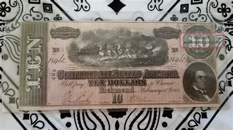 $10 Confederate Bill 1864