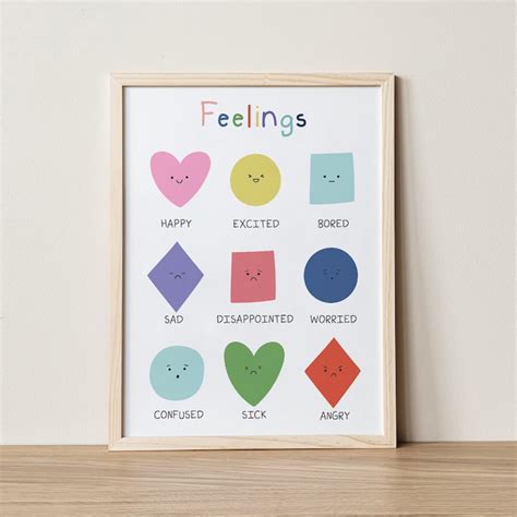 Rainbow Feelings Chart Emotions Print Shapes PRINTABLE Wall - Etsy