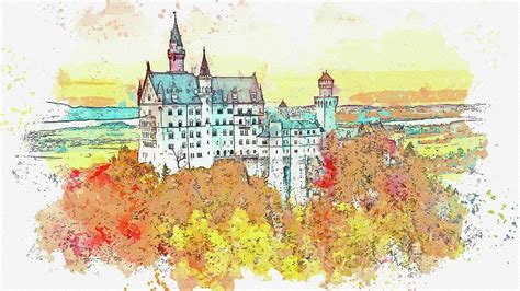 .neuschwanstein Castle Germany Hohenschwangau Travel Painting by ...