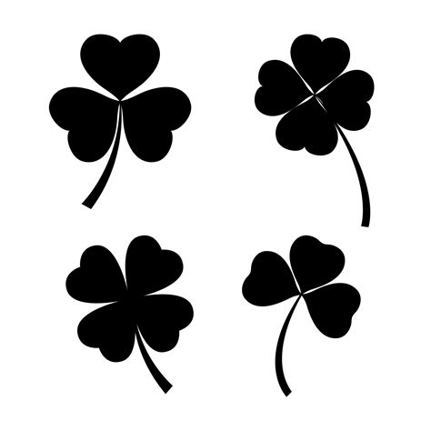 Set of black clover leaves isolated on white background 11814219 Vector ...