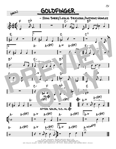 Goldfinger by Leslie Bricusse Sheet Music for Real Book – Melody & Chords at Sheet Music Direct