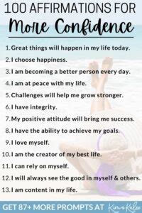 100 Affirmations for Confidence to Build Self Esteem