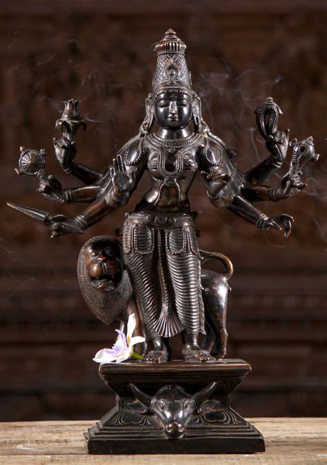 Bronze Standing Durga Statue with 8 Hands 19.5" (#132b20): Hindu Gods & Buddha Statues