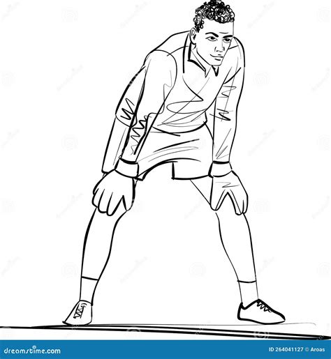 Sketch of Goalkeeper Trying Stop a Shoot Stock Vector - Illustration of ...