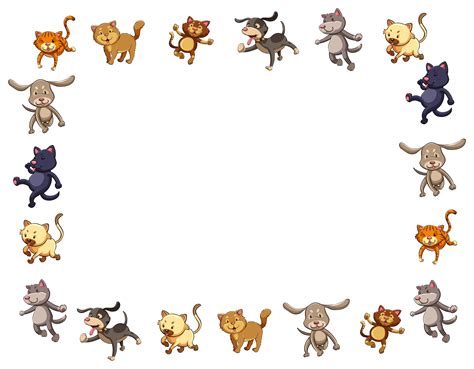 Border template with cute cats and dogs 431090 Vector Art at Vecteezy