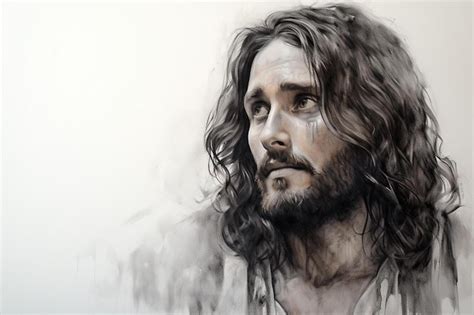 Premium AI Image | a painting of jesus with a cross on his face.