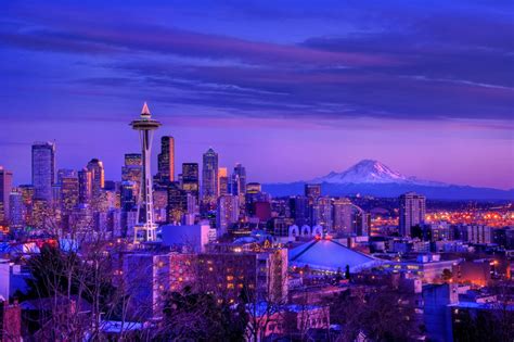 winter in seattle at dusk photo | One Big Photo