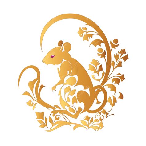 Twelve Zodiac Rat Gold Foil Elements Hand Painted, Chinese Zodiac, Gold Leaf, Cartoon PNG ...