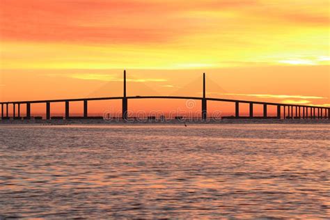 Sunshine Skyway Bridge at Sunrise Stock Photo - Image of sunlight ...