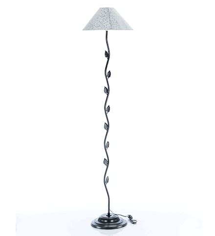 Buy White Fabric Shade Floor Lamp with Black Base by Tu Casa Online - Torchiere Floor Lamps ...
