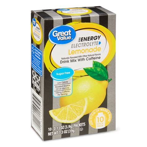 Great Value Lemonade Drink Mix, 0.13 oz, 10 Count - Walmart.com - Walmart.com