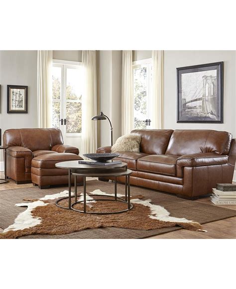 Myars Leather Sofa Collection - The Leather Shop - Furniture - Macy's Pottery Barn Leather Sofa ...