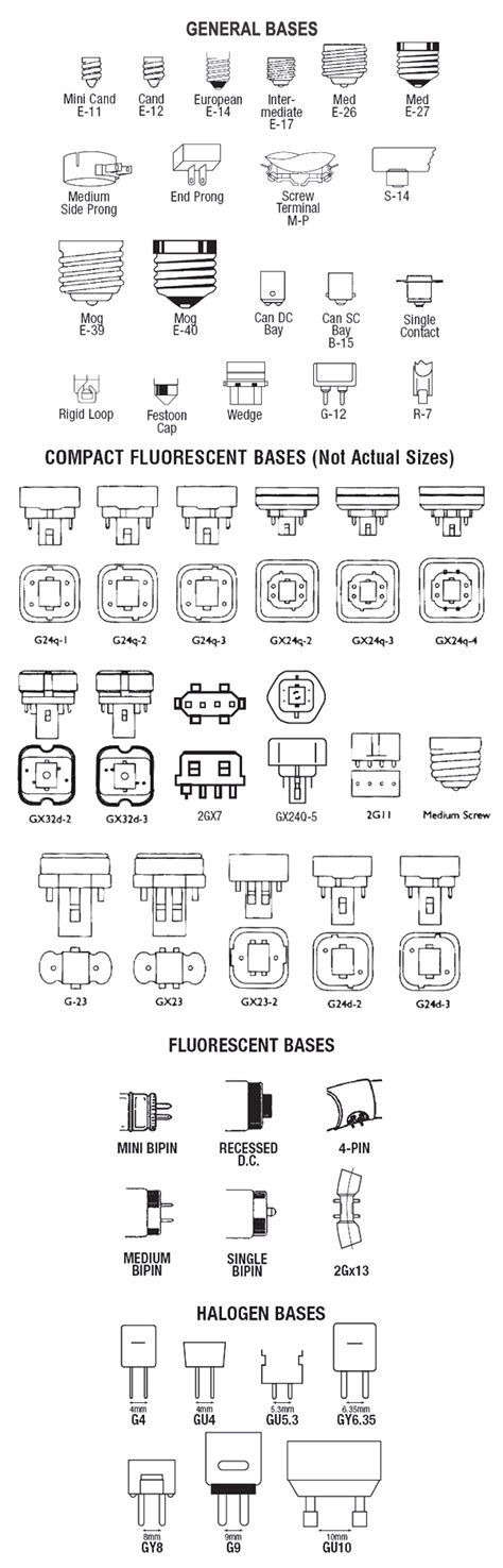 Light Bulb Socket Types Chart | Shelly Lighting