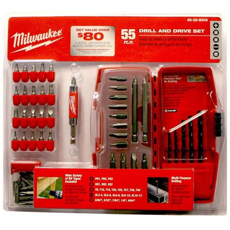 Milwaukee Drilling-Drive Bit Set (55-Piece)-48-32-8002 - The Home Depot