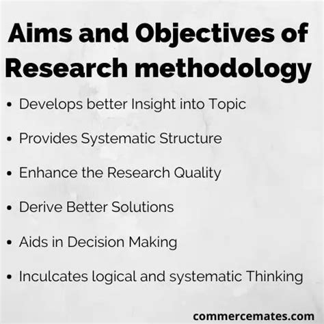 Aims and Objectives of Research Methodology