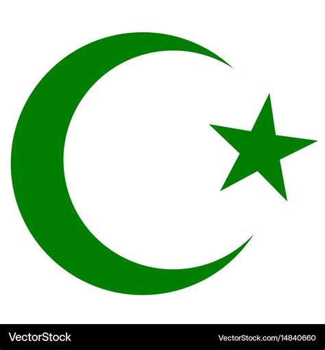 Symbol islam crescent and star dark green Vector Image