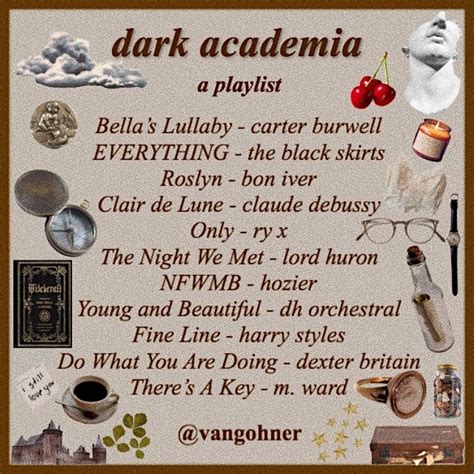 dark academia - a playlist | Music recommendations, Mood songs, Aesthetic songs