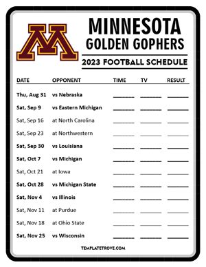 Printable 2023 Minnesota Golden Gophers Football Schedule