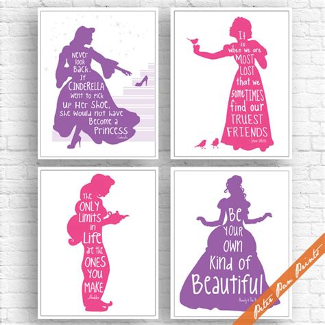 Princess Quotes Set of 4 Art Print unframed featured in - Etsy