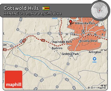 Free Shaded Relief Map of Cotswold Hills