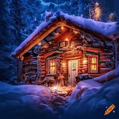 Cozy christmas cabin interior on Craiyon