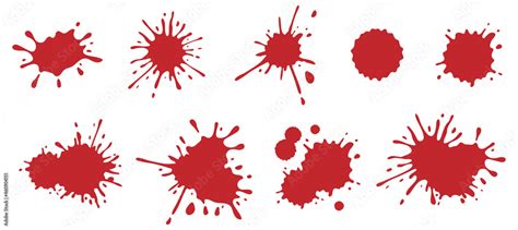 Blood Red Splatter Clipart Set Stock Vector | Adobe Stock