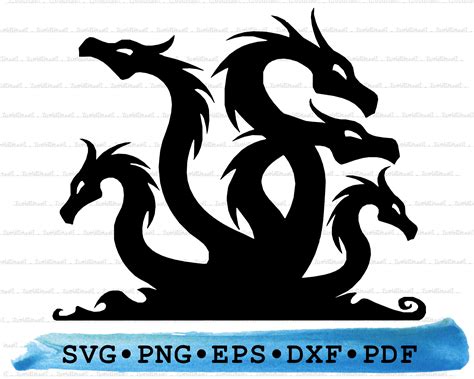 Hydra Svg, Dragon Silhouette, Sea Monster Creature Heads Cricut ...