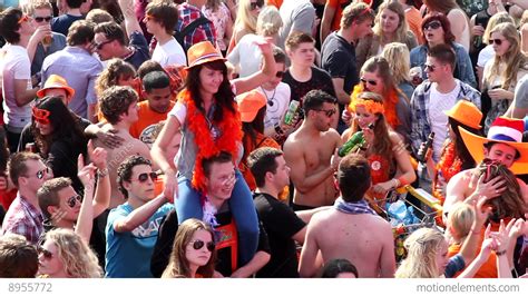 People Celebrating Queensday In Groningen, The Netherlands Stock video ...