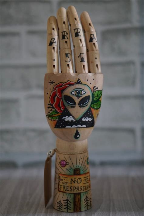 Area 51 Traditional Tattoo Art Wooden Hand - Etsy