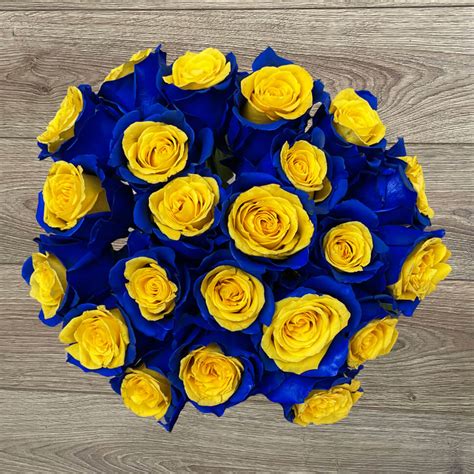 BLUE N' YELLOW Rose Bouquet | Blue & Yellow Roses Delivery – Rosaholics