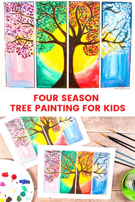 Four Seasons Tree Painting | Easy Art Project for Kids - Arty Crafty Kids