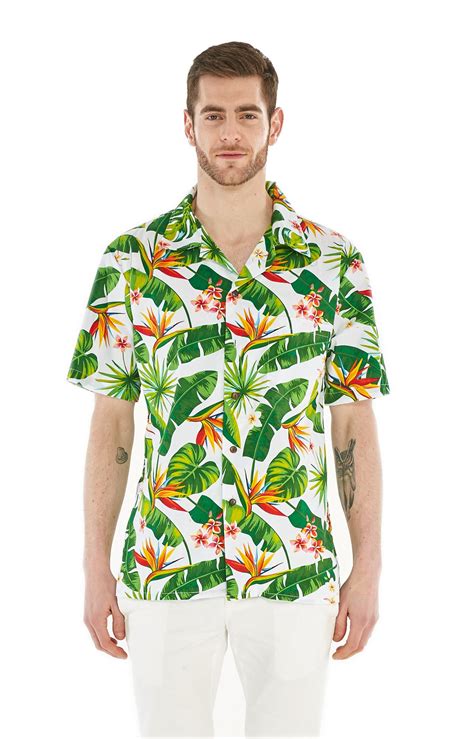 Men's Hawaiian Shirt Aloha Shirt Bird of Paradise White - Walmart.com