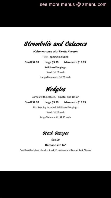 Menu at Leone's Pizza pizzeria, Oakmont, 713 Plum St