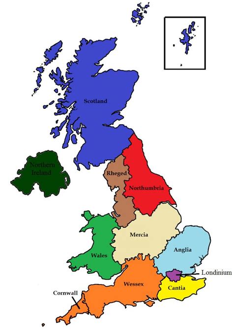 UK provinces map - Map of UK provinces (Northern Europe - Europe)