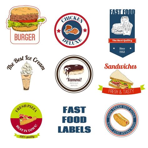 Fast food labels set 453559 Vector Art at Vecteezy