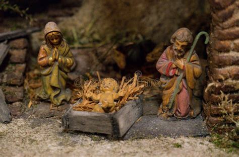 Nativity Scene with Baby Jesus Stock Photo - Image of history, madonna ...