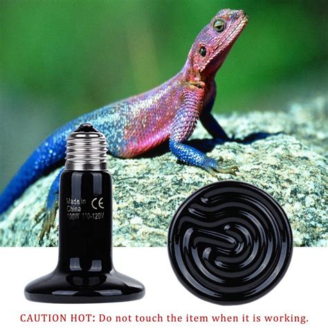 Zacro Reptile Heat Lamp 100W with One Digital Thermometer Infrared Ceramic Heating Nonlight ...