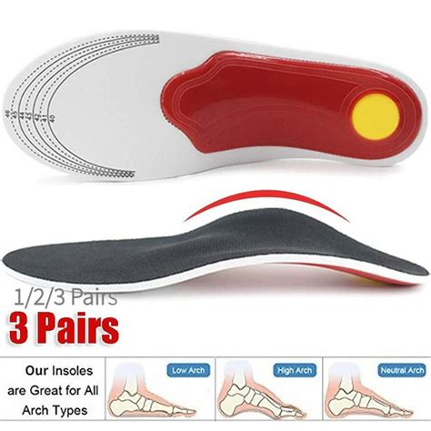 1/2/3pairs High Arch Support Shoe Insoles Inserts for Flat Feet ...