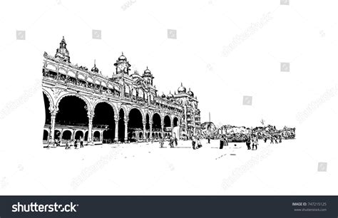 Sketch Mysore Palace Historical Palace Royal Stock Vector (Royalty Free ...