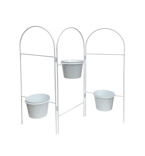 Three Tier White Planter Stand w/ Pots 68x15x55cm - Want Home + Gift