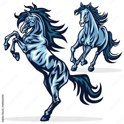 Horse Mustang Running Rearing Vector Sports Mascot Logo Design ...