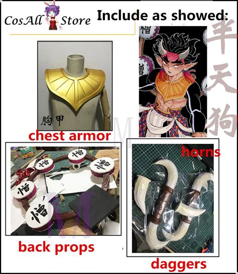 Hecho a medida Demon Slayer Anime Cosplay Hantengu accesorios Cosplay cuernos dagas armas ...