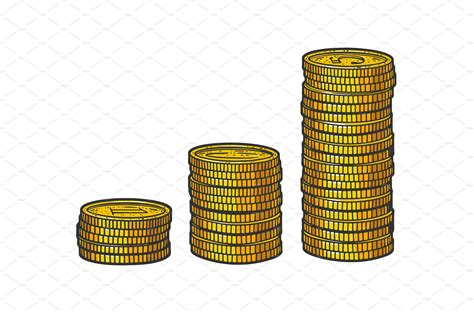 stacks of coins sketch vector | Finance Illustrations ~ Creative Market