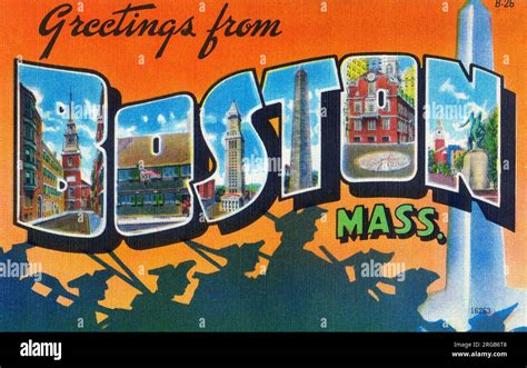 Large Letter postcard - Greetings from Boston, Massachusetts, USA Stock Photo - Alamy