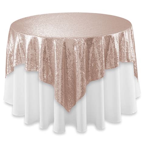 Lann's Linens 72" x 72" Rose Gold Sequin Tablecloth Overlay, Sparkly ...