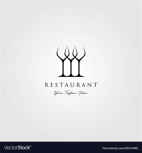 Minimalist three glass logo restaurant design Vector Image