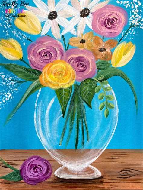 Flower Vase Painting - Step By Step Acrylic Painting Tutorial